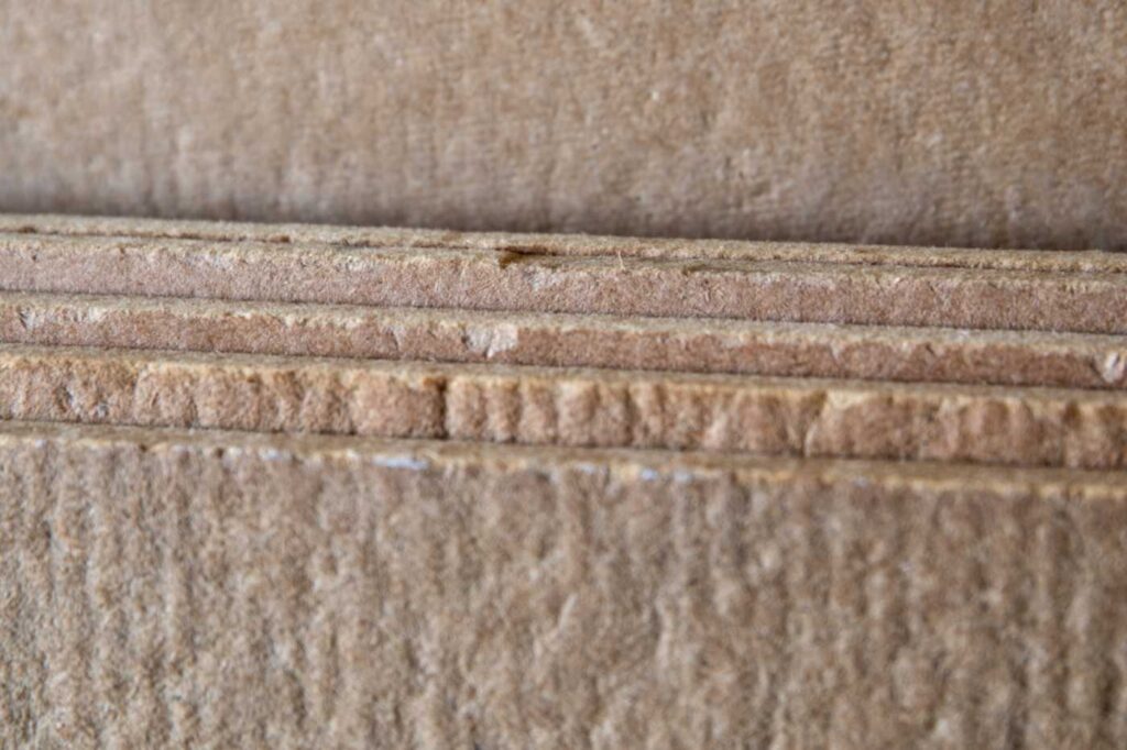 Fiber insulation boards at construction site